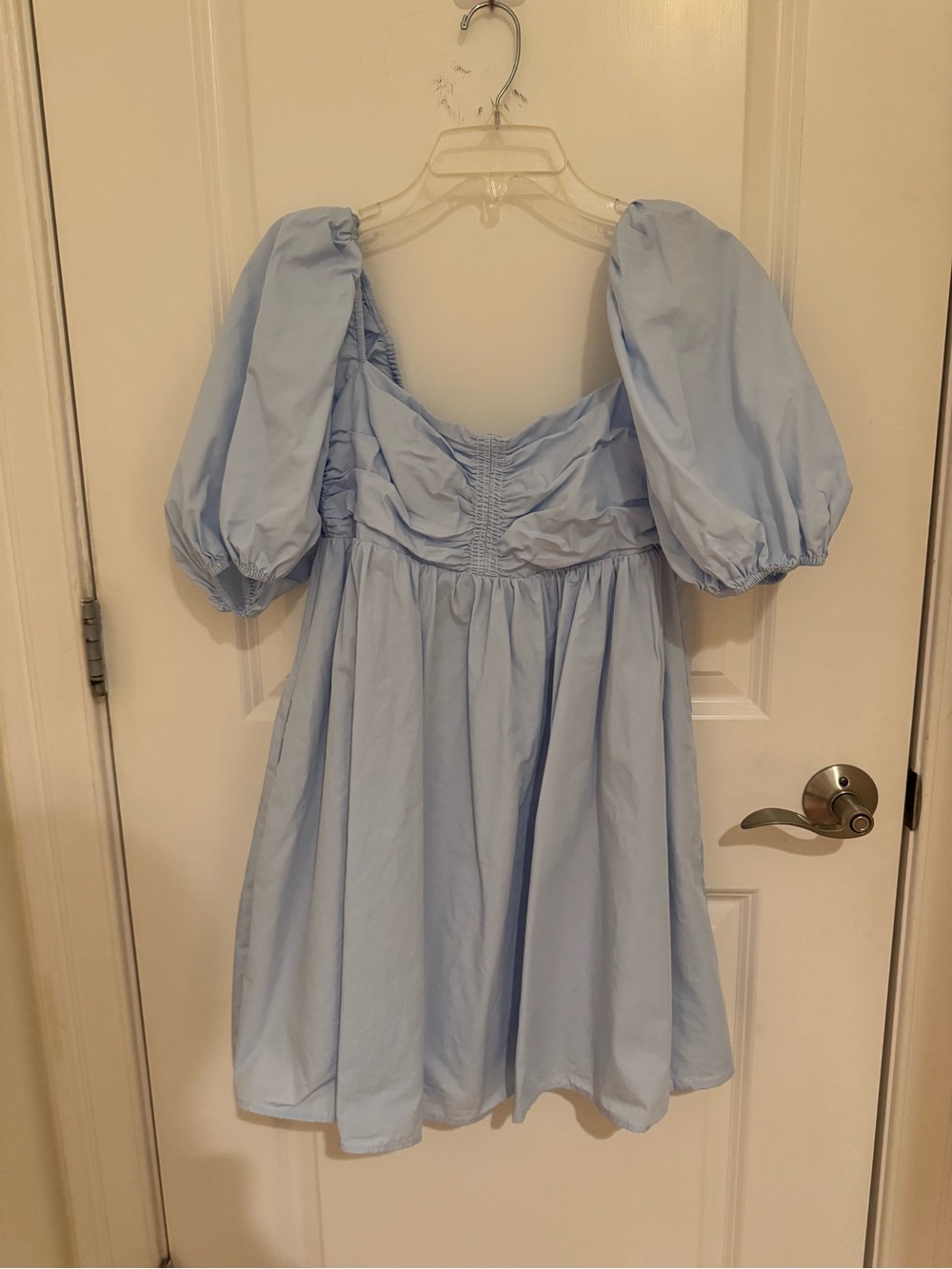 Light Blue Puff-Sleeve Women's Dress